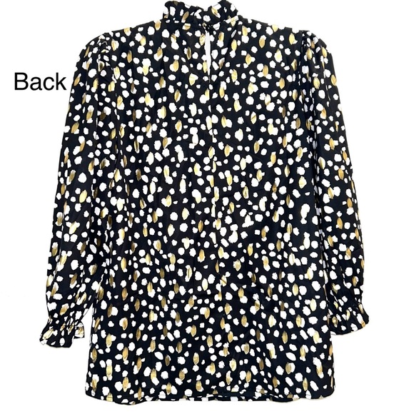 Black with White and Gold Polka Dots Blouse - Picture 4 of 4